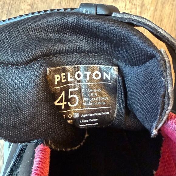 Peloton Cycling Shoes w/Delta Cleats Hook-And-Latch Closure Black Red Size EU 45 - Picture 8 of 11